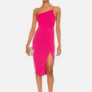Lovers + Friends Vibrant Pink One-Shoulder Dress